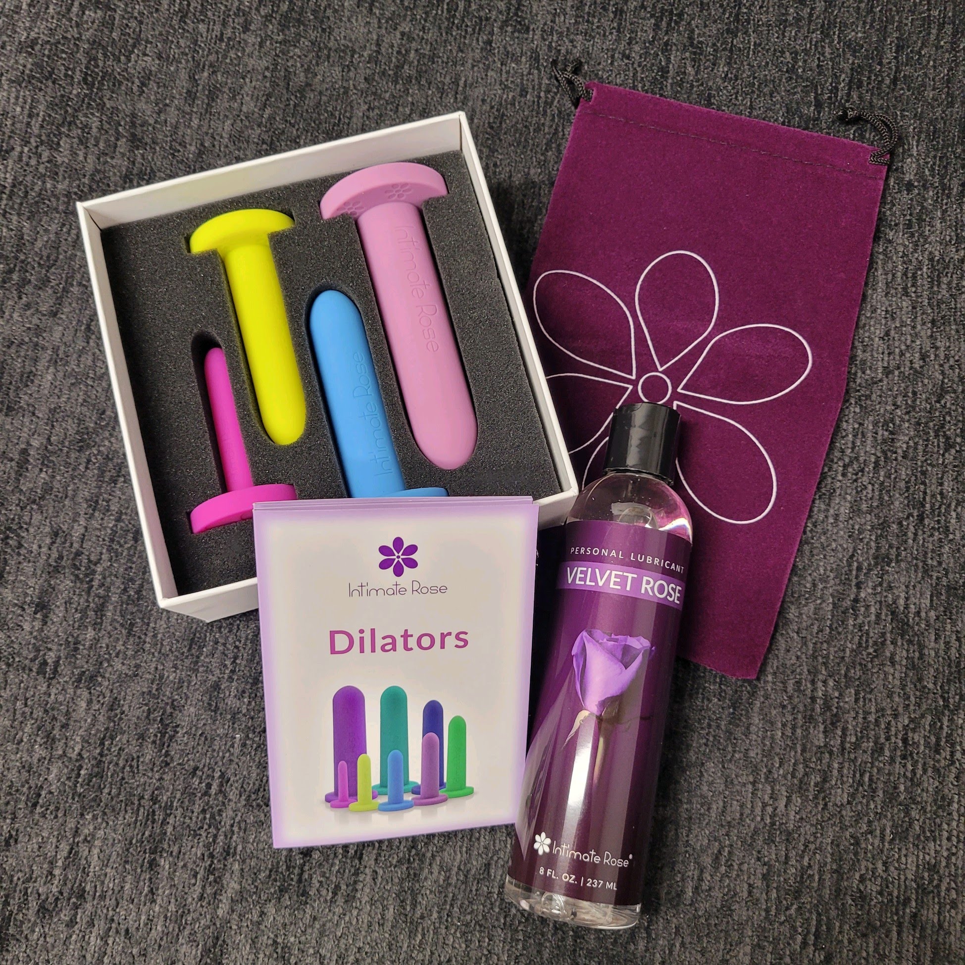 intimate rose dilators in different colors and their personal lubricant